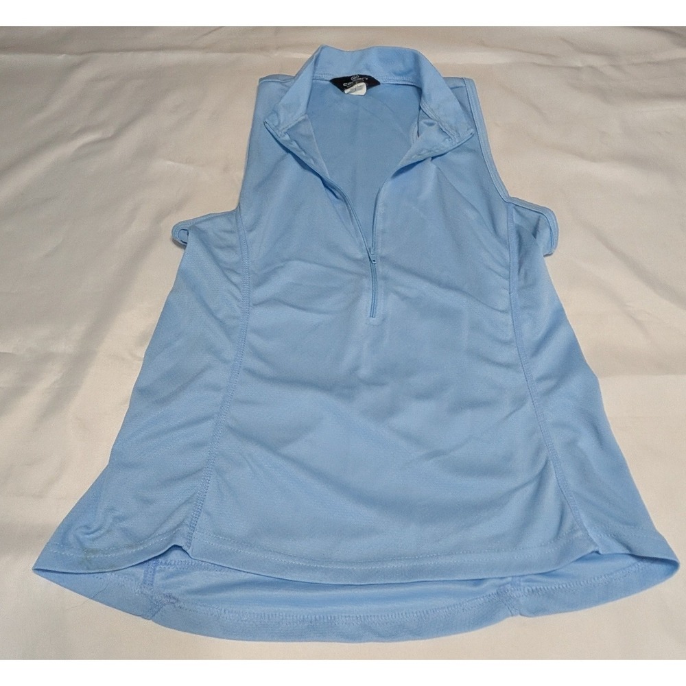 Canari Cycling Jersey Women Large Blue Good Sleeveless Quarter Zip Rear Pockets